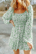 Load image into Gallery viewer, Meadow Dream Smocked Floral Square Neck Balloon Sleeve Dress