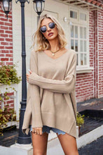 Load image into Gallery viewer, V-Neck Slit Exposed Seam Sweater