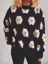 Load image into Gallery viewer, Flower Round Neck Long Sleeve Sweater