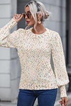 Load image into Gallery viewer, Heathered Round Neck Lantern Sleeve Sweater