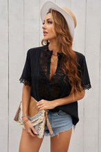 Load image into Gallery viewer, Lace Detail Button Up Short Sleeve Shirt
