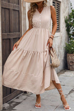 Load image into Gallery viewer, Decorative Button Notched Tiered Dress