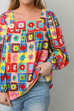 Load image into Gallery viewer, Printed Square Neck Balloon Sleeve Top