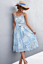 Load image into Gallery viewer, Floral Frill Trim Scoop Neck Spaghetti Strap Dress