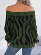 Load image into Gallery viewer, Off-Shoulder Animal Print Long Sleeve Sweater