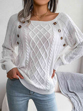Load image into Gallery viewer, Decorative Button Cable-Knit Sweater