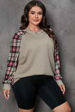 Load image into Gallery viewer, Plus Size Plaid Round Neck Long Sleeve Sweatshirt