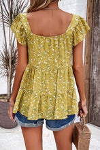 Load image into Gallery viewer, Printed Square Neck Cap Sleeve Blouse