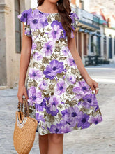 Load image into Gallery viewer, Printed Round Neck Tiered Dress