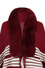 Load image into Gallery viewer, Striped Fringe Detail Long Sleeve Poncho