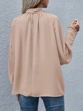 Load image into Gallery viewer, Tie Neck Lantern Sleeve Blouse