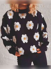 Load image into Gallery viewer, Flower Round Neck Long Sleeve Sweater