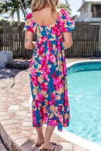 Load image into Gallery viewer, Printed Square Neck Short Sleeve Midi Dress