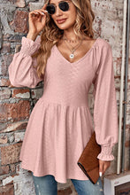 Load image into Gallery viewer, Peplum V-Neck Long Sleeve Blouse