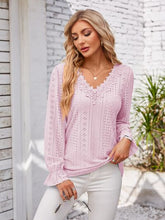 Load image into Gallery viewer, Applique V-Neck Flounce Sleeve T-Shirt