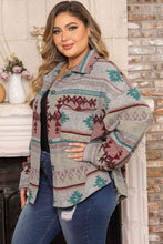 Load image into Gallery viewer, Plus Size Geometric Slit Button Up Jacket