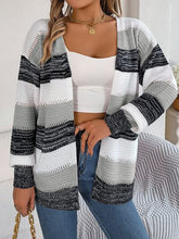 Load image into Gallery viewer, Openwork Striped Open Front Cardigan