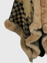 Load image into Gallery viewer, Checkered Faux Fur Trim Poncho