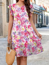 Load image into Gallery viewer, Printed Round Neck Tiered Dress