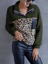 Load image into Gallery viewer, Leopard Quarter-Snap Teddy Sweatshirt