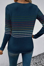 Load image into Gallery viewer, Striped Round Neck Long Sleeve T-Shirt