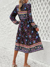 Load image into Gallery viewer, Tassel Tied Printed Long Sleeve Dress
