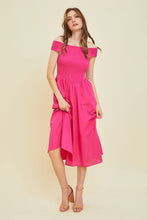 Load image into Gallery viewer, HEYSON Off-Shoulder Smocked Midi Dress