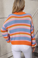 Load image into Gallery viewer, Striped Round Neck Dropped Shoulder Sweater