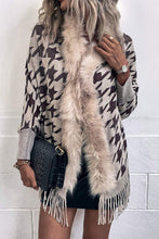 Load image into Gallery viewer, Houndstooth Fringe Hem Poncho