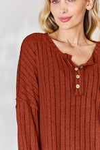 Load image into Gallery viewer, Basic Bae Full Size Ribbed Half Button Long Sleeve T-Shirt