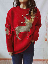Load image into Gallery viewer, Reindeer Round Neck Long Sleeve Sweater