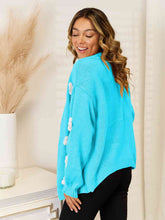 Load image into Gallery viewer, Flower Dropped Shoulder Open Front Cardigan