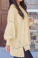 Load image into Gallery viewer, Slit Round Neck Lantern Sleeve Sweatshirt