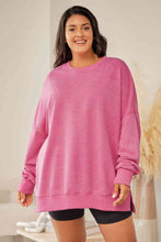 Load image into Gallery viewer, Plus Size Round Neck Drop Shoulder Slit Sweatshirt