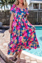 Load image into Gallery viewer, Printed Square Neck Short Sleeve Midi Dress