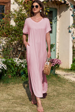 Load image into Gallery viewer, Slit Pocketed V-Neck Short Sleeve Dress