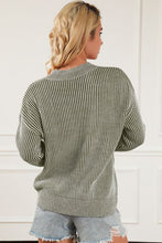 Load image into Gallery viewer, Striped Mock Neck Dropped Shoulder Sweater