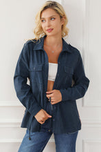Load image into Gallery viewer, Geometric Button Up Drawstring Collared Neck Jacket