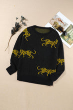 Load image into Gallery viewer, Animal Print Round Neck Sweater