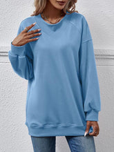 Load image into Gallery viewer, Round Neck Drop Shoulder Long Sleeve Sweatshirt