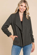 Load image into Gallery viewer, Culture Code Full Size Ruched Open Front Long Sleeve Jacket