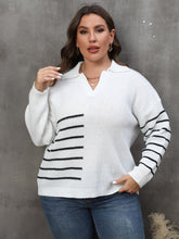 Load image into Gallery viewer, Plus Size Striped V-Neck Sweater