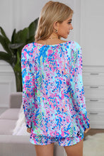 Load image into Gallery viewer, Round Neck Printed Top and Shorts Lounge Set
