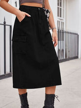 Load image into Gallery viewer, Slit Buttoned Denim Skirt with Pockets