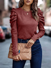 Load image into Gallery viewer, Decorative Button Puff Sleeve T-Shirt