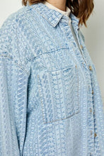 Load image into Gallery viewer, Veveret Button Up Dropped Shoulder Denim Top