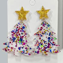 Load image into Gallery viewer, Christmas Tree Acrylic Dangle Earrings