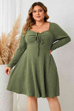 Load image into Gallery viewer, Plus Size Sweetheart Neck Long Sleeve Ribbed Dress