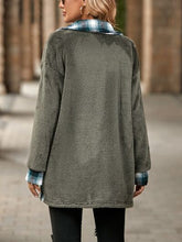 Load image into Gallery viewer, Plaid Contrast Dropped Shoulder Coat