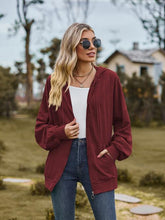 Load image into Gallery viewer, Zip Up Drawstring Long Sleeve Hooded Jacket